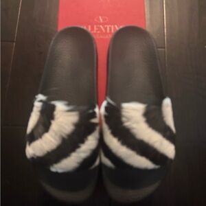 Valentino Black and White Women's Slides